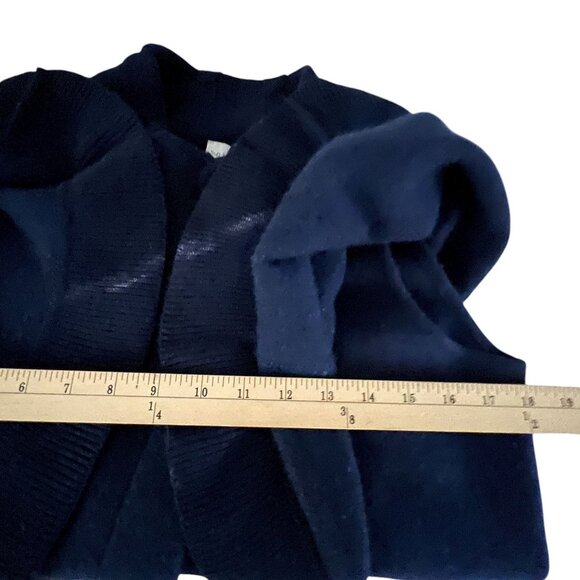 Soft Surroundings Wool Angora Wrap XS Navy Knit Poncho Buttons - Picture 10 of 11